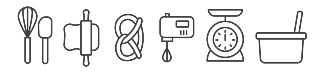 Wall Mural - Bakery thin line icon collection. Isolated on white background - vector Illustration