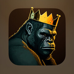 Wall Mural - gorilla big black in golden crown portrait