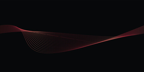 Red line wave and black abstract background