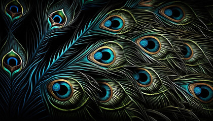 peacock feather background, Generative ai