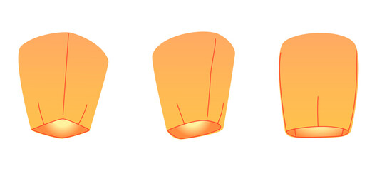 Sky lantern icon in cartoon style isolated on white background. Light source symbol stock vector illustration