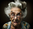 © wernerimages - cartoon of portrait of crazy old woman, ai generated