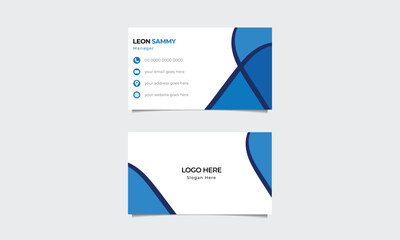 Wall Mural - Clean and minimal blue business card design.vector name card.