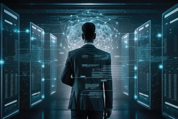Wall Mural - Data center, technology server network, generative ai