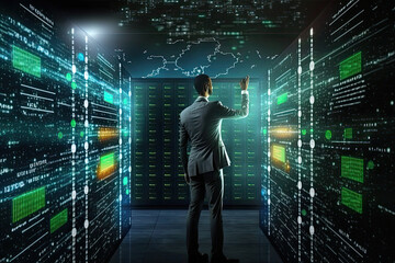 Wall Mural - Data center, technology server network, generative ai