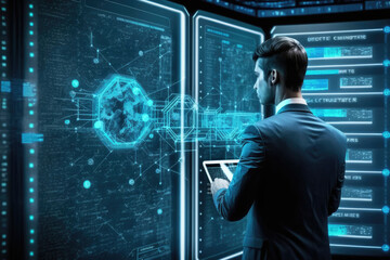 Wall Mural - Data center, technology server network, generative ai