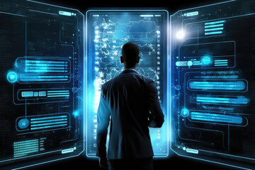 Wall Mural - Data center, technology server network, generative ai