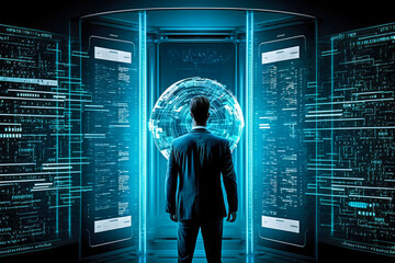Wall Mural - Data center, technology server network, generative ai