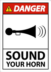 Wall Mural - Danger Sound Your Horn Symbol Sign On White Background