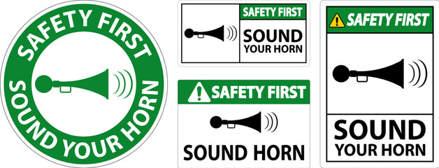 Wall Mural - Safety First Sound Your Horn Symbol Sign On White Background