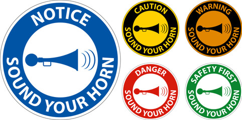 Wall Mural - Caution Sound Your Horn Symbol Sign On White Background