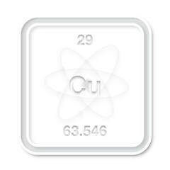 Sticker - Illustrazione con simbolo elemento chimico Rame su sfondo trasparente