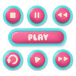 © Марина Ризниченко - Pink 3d buttons for gaming applications. Glossy pink buttons.Vector in high quality.