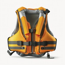 Detailed Illustration Of A Modern Safety Buoyant Personal Floatation Device Lifejacket For Boating, Watercraft And Marine Use Isolated On A White Background, Generative Ai