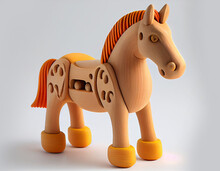 Homemade Horse Toy Made Of Wood. Ai Generated