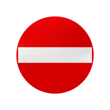 No entry European road sign isolated on transparent background. 3D rendering