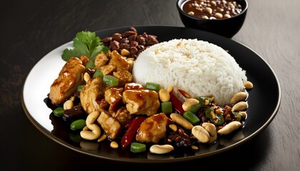 Wall Mural - Kung Pao Chicken with rice 宮保雞丁配白飯