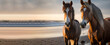 A beautiful horse on the beach. Ai generative.