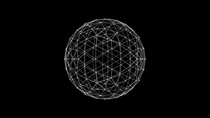 Rotating sphere HUD element. Plexus style connecting lines and dots. loop