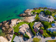 Lincoln House Point and luxurious coastal mansions aerial view between Fishermans Beach and Eisman's Beach in town of Swampscott, Massachusetts MA, USA. 