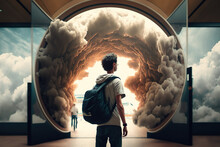 A Boy Stands Next To A Time Portal At The Airport
Generative AI