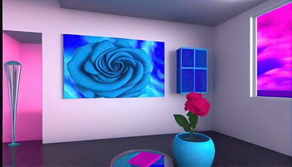 Wall Mural - modern interior design, Rose, Grape, Zaffre, Neon blue, Vivid sky blue