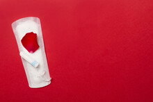Menstruation Hygiene Products On Color Background, Top View