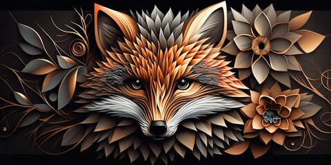 Luxury Beautifull Fox Abstract. Digital AI Illustrations