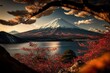 image, fuji mountain in kawuaguchiko lake japan, generative ai