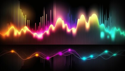 Wall Mural - colorful abstract equalizer effect background in Neon lights. Sound wave, by ai generative