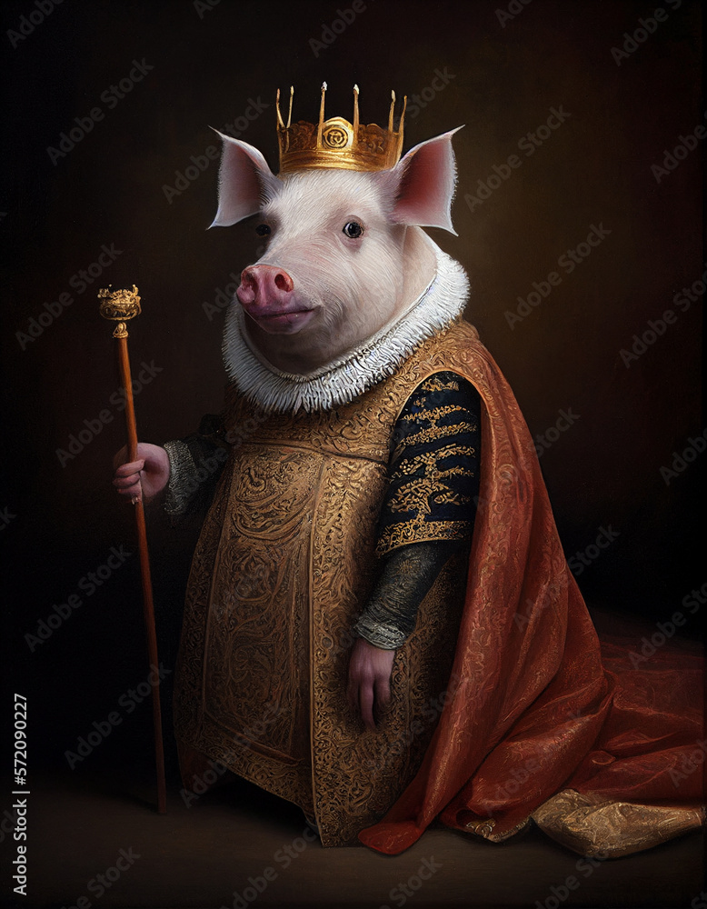 Royal Portrait of a Pig Dressed as a British King | Generative AI Stock ...