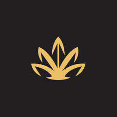 Sticker - cannabis abstract minimalist gold line logo of a cannabis leaf for your brand.