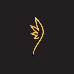 Sticker - cannabis abstract minimalist gold line logo of a cannabis leaf for your brand.