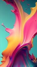 Pink And Yellow Smooth, Colorful Paint Splash Background Created With Generative Ai