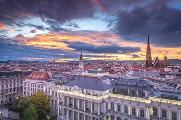 Wall Mural - Panoramic view of Vienna cityscape with Cathedrals and domes from above, Austria