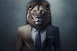 man with lion head in suit created using AI Generative Technology