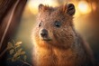 Adorable Quokka portrait. Cute Australian wildlife rodent mammal. Fluffy furry chipmunk.