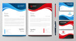 © ahmad - Professional creative letterhead and business card template. Modern a4 Business Letterhead Design. Red and Blue. Corporate business card branding identity. Vector