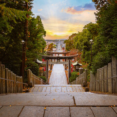 Poster - Fukuoka, Japan - Nov 21 2022: Miyajidake Shrine is primarily dedicated to Empress Jingu, home to five-ton sacred straw rope and attracts over 2 million worshippers a year