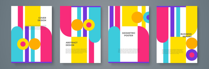 Modern abstract covers set, minimal covers design. Colorful geometric background, vector illustration.