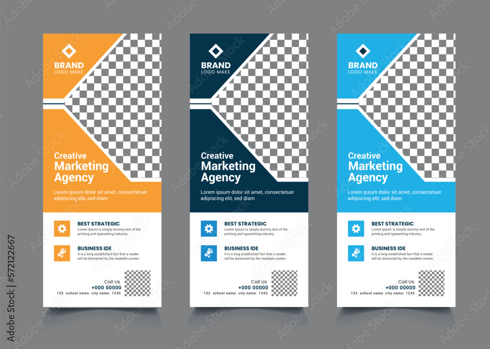 Roll up banner design template, vertical, abstract background, pull up ...