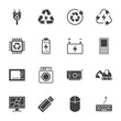 Electronics device and recycle sign icon, solid icon