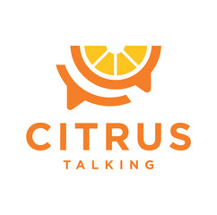 fruit citrus chat logo icon design stock