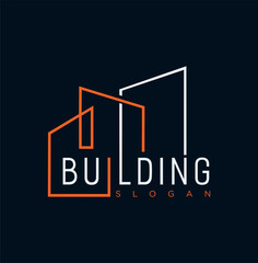 Wall Mural - Building logo design construction with line art style