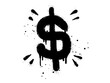 Spray painted graffiti currency in black over white. Drops of sprayed dollar icon. isolated on white background. vector illustration