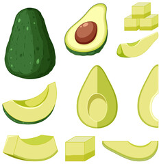 Wall Mural - Avocado in whole diced or sliced pieces