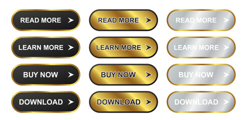 set golden luxury button website design gradient decorate program modern look template