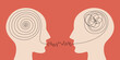 © Anbuselvan - Mental health, illness, brain development, medical treatment concept, therapist treat patient illnesses by psycho therapy, vector illustration