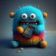 © Alex395 - cute blue monster with mobile phone