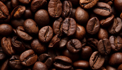 Wall Mural - Grains of black coffee as a background.